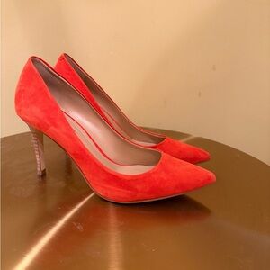 Nine West Vibrant Orange Suede Heels